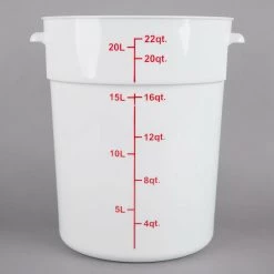 Webstaurant Choice 22 Qt. Round Poly Food Container With Lid (Brine Bucket) Salts