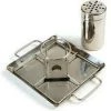 Charcoal Companion Steven Raichlen Stainless Steel Beer Can Chicken Roaster With Drip Pan Salts