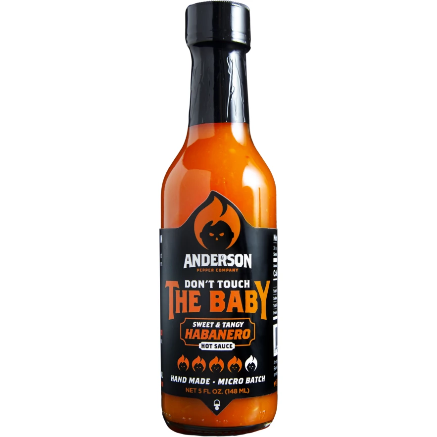 Anderson Pepper Co. Don't Touch The Baby Hot Sauce 5 Oz - Spicy BBQ Sauce & Glaze for Grilling, Marinades, and Seasonings 1 Anderson Pepper Co. Don't Touch The Baby Hot Sauce 5 Oz.