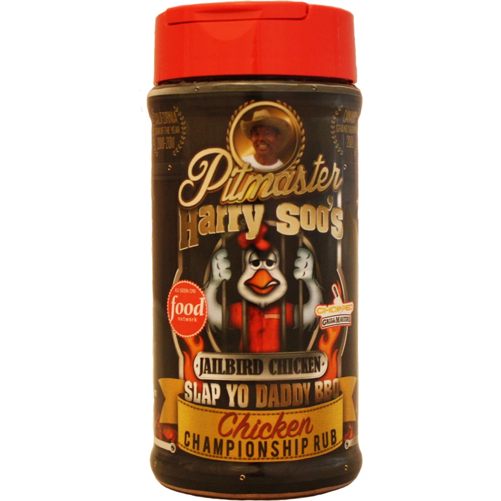 Slap Yo Daddy BBQ Pitmaster Harry Soo's Jailbird Chicken Championship Rub - 12 Oz | Award-Winning BBQ Seasoning for Chicken, Meat & More 1 Slap Yo Daddy BBQ BBQ Sauces, Marinades, Condiments & Seasonings Pitmaster Harry Soo's Jailbird Chicken Championship Rub 12 Oz.