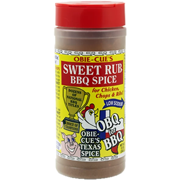 Obie-Cue's Sweet Rub BBQ Spice - 12 Oz | Premium BBQ Seasoning & Rub for Grilling, Smoking, and Roasting 1 BBQ Sauces, Marinades, Condiments & Seasonings Obie-Cue's Sweet Rub BBQ Spice 12 Oz.
