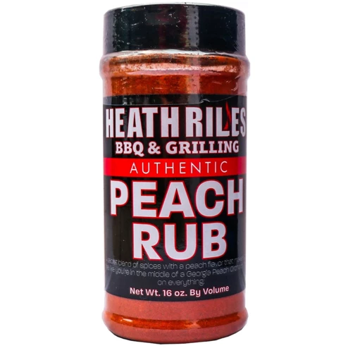Heath Riles Peach Rub 16 Oz - Sweet & Smoky BBQ Seasoning for Grilling, Smoking, and Roasting 1 Heath Riles Peach Rub 16 Oz.
