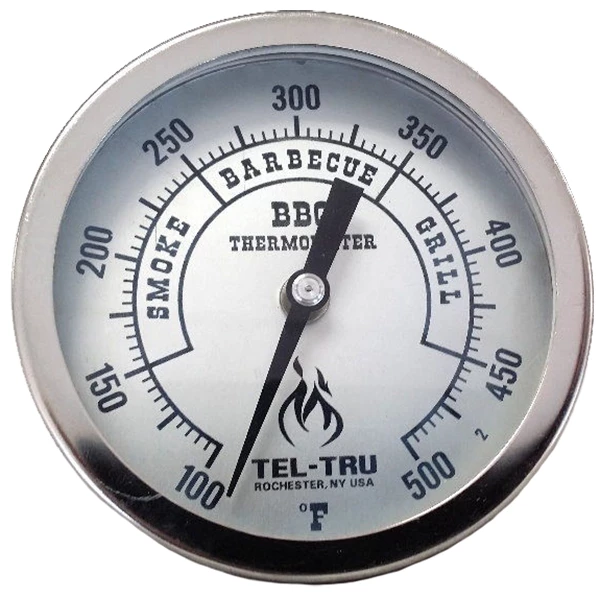 Tel-Tru BQ500 BBQ Thermometer - 5" Aluminum Dial, 4" Stem - Premium Cooking & Grilling Tool 1 Tel-Tru BQ500 Thermometer, 5" Aluminum Dial, 4" Stem