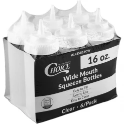Webstaurant Wide Mouth Squeeze Bottles 6-Pack 16 Oz. Salts