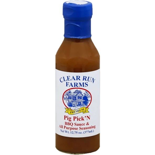 B&B Pecan Clear Run Farms Pig Pick'N BBQ Sauce - 12.75 Oz | Premium BBQ Glaze & Marinade 1 B&B Pecan Clear Run Farms Pig Pick'N BBQ Sauce 12.75 Oz.