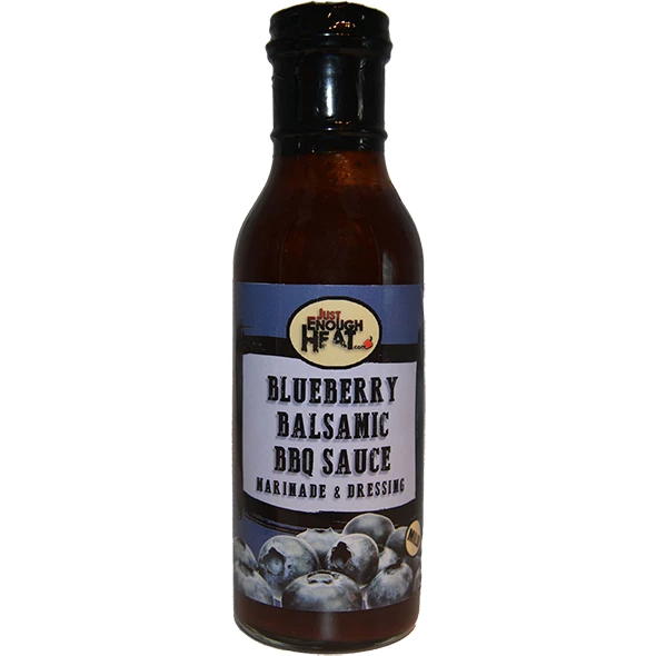 Just Enough Heat Blueberry Balsamic BBQ Sauce - 14.5 Oz | Sweet & Tangy Glaze for Grilling, Marinades & Dipping 1 Just Enough Heat Blueberry Balsamic BBQ Sauce 14.5 Oz. BBQ Sauces, Marinades, Condiments & Seasonings